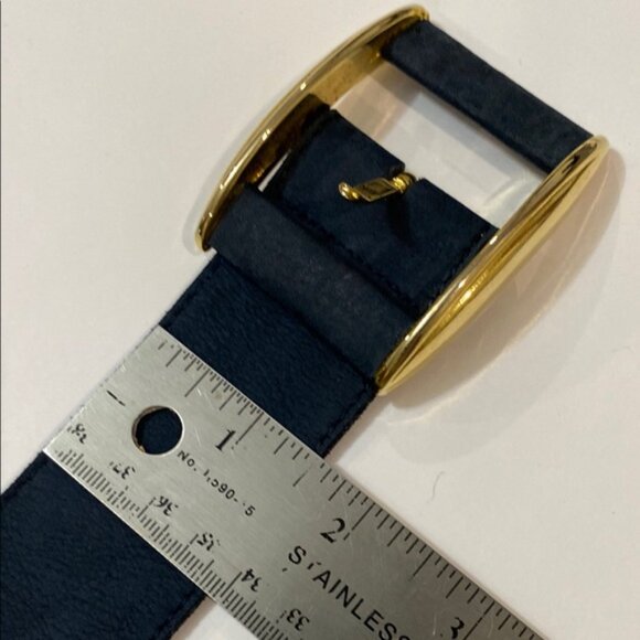 Karl Lagerfeld Suede belt Blue and Gold Statement Belt - Picture 12 of 14